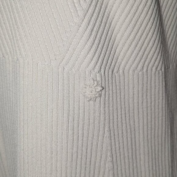 Slate & Willow Ivory Knit Ribbed Midi Knee Length Hourglass Flare Sweater Dress - Picture 11 of 11